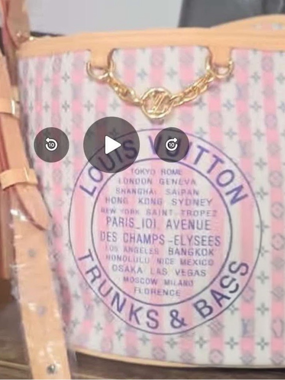 Louis Vuitton Pink & White Trunks & Bags Canvas Tote